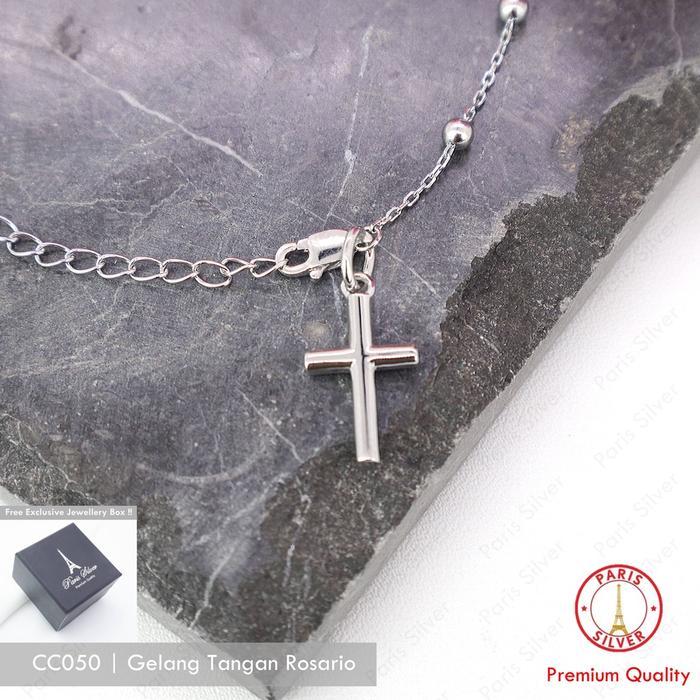 Promo Gelang Rosario Medali Wasiat Bunda Maria Perak Asli 925 Silver Lapis Emas Putih Katolik Anti