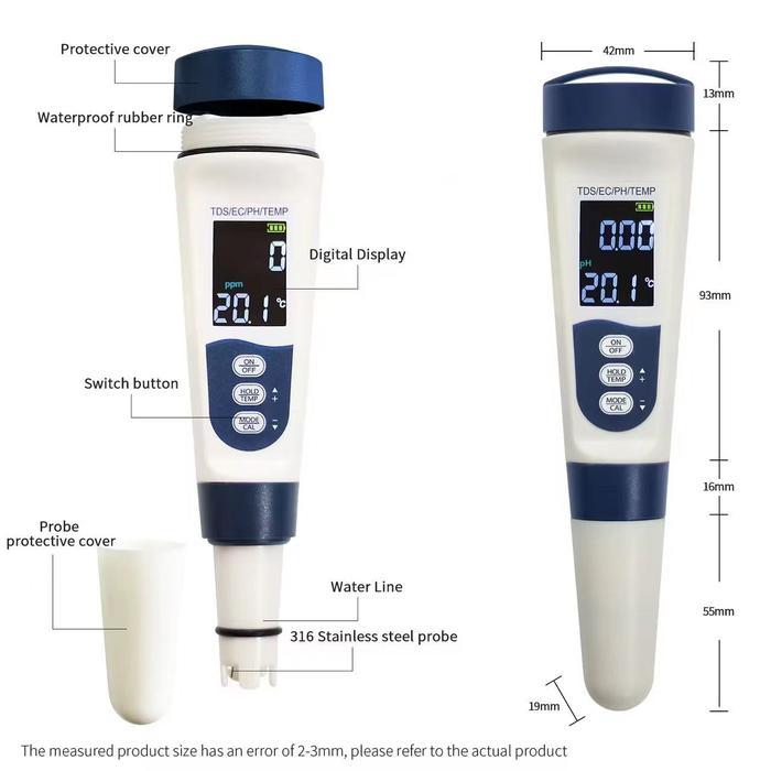 DILATE PH METER TDS PENGUKUR SALINITAS SUHU AIR DIGITAL PENA PH PENGUJI KUALITAS AIR PENGUJI SUHU