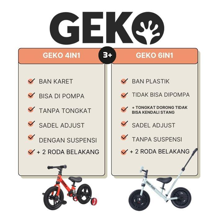 Geko Flex 6in1 Balance Bike - Sepeda Balance Bike Keseimbangan Anak Push Bike