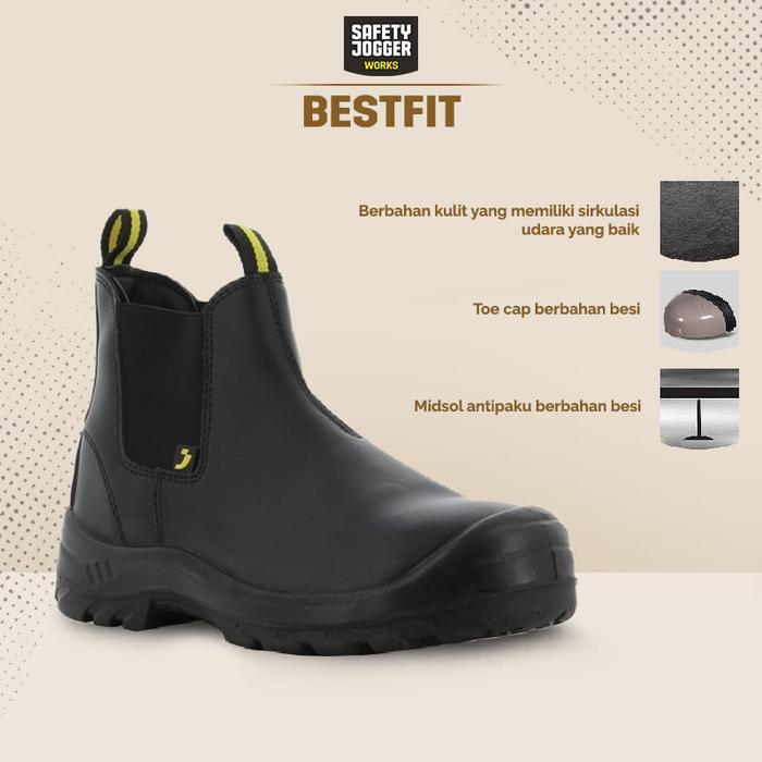 Spesial Produk Pilihan Safety Jogger Works Bestfit Black Sepatu Septi Shoes Proyek Pabrik Pria Hitam