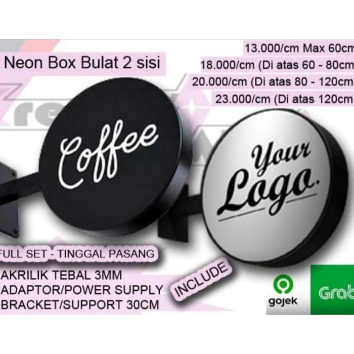 Ready Neon Box Bulat Dua Sisi 2 Sisi