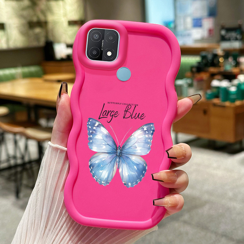 Casing Hp Untuk OPPO A15 A15s A35 4G Case Label Kupu-kupu Cesing Polos Kasing Macaron gelombang Kesi