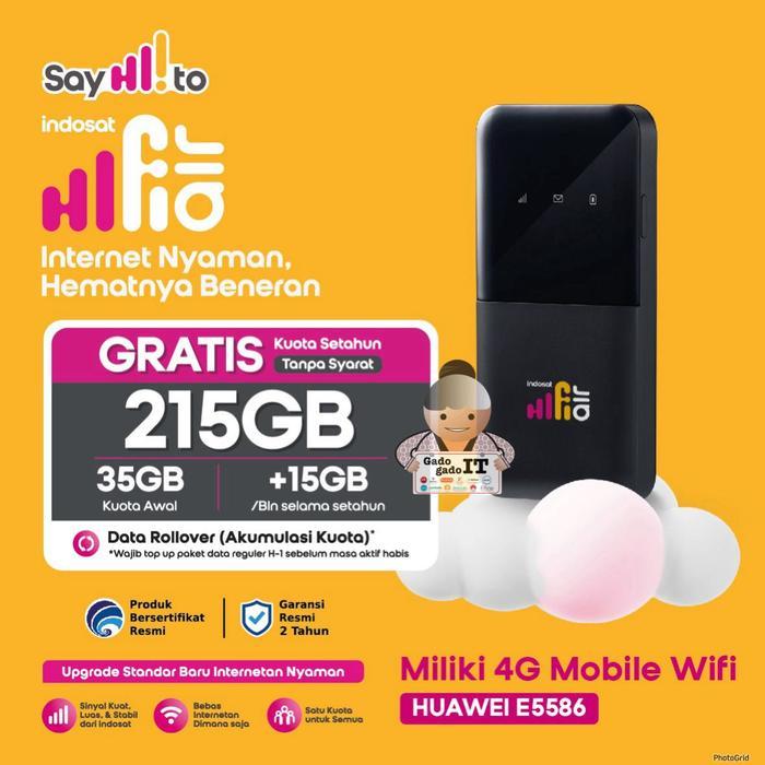 Huawei E5586 Hifi Air Mifi Modem Wifi Router 4G Lte Bundling Tri Indosat 215Gb