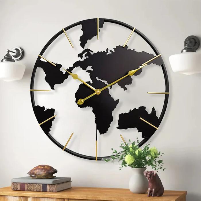 Jam Dinding Besar Jam Hias Desain Globe Bola Dunia Design Iron Silent Movement 60cm