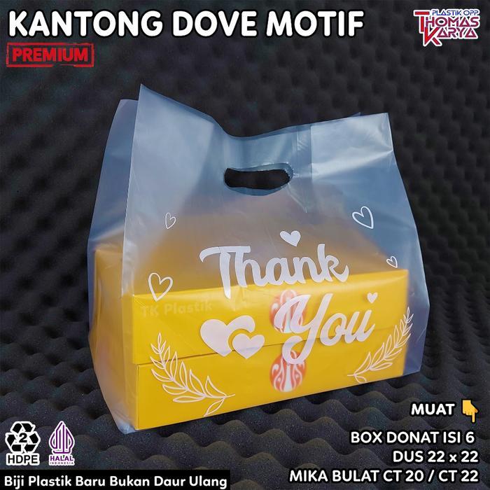 Plastik Dove 30x40 THANK YOU PUTIH muat Box Donat isi 6