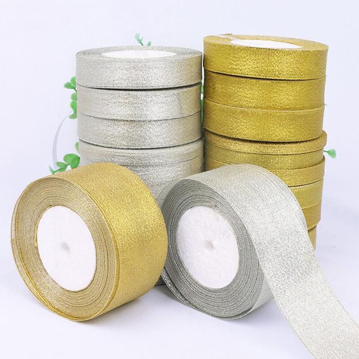 Pita Besar Gliter/ Silver / Gold / Pita Metalik 4Cm Populer
