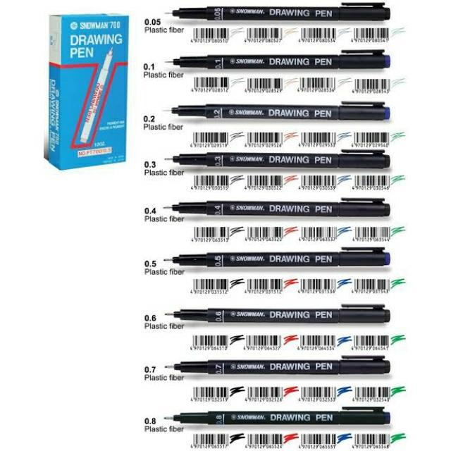 Set 9 Ukuran Snowman Drawing Pen Technical Sketching Pro Gambar Teknik