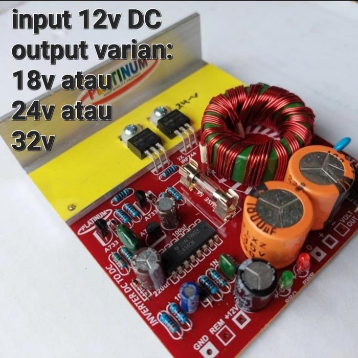 pcb kit inverter dc 12v to 18v 24v 32v ct step up 12v 12 v volt to ct accu jadi simetris audio sound