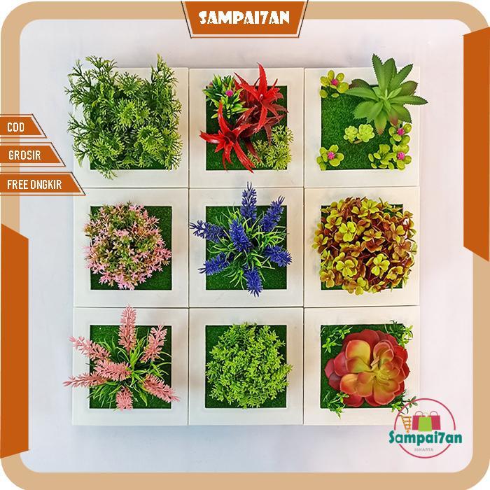 Ada Stok Sampai7an Pot Bunga Plastik Bunga Hias Gantung Hiasan Dinding Tanaman Bonsai Artificial