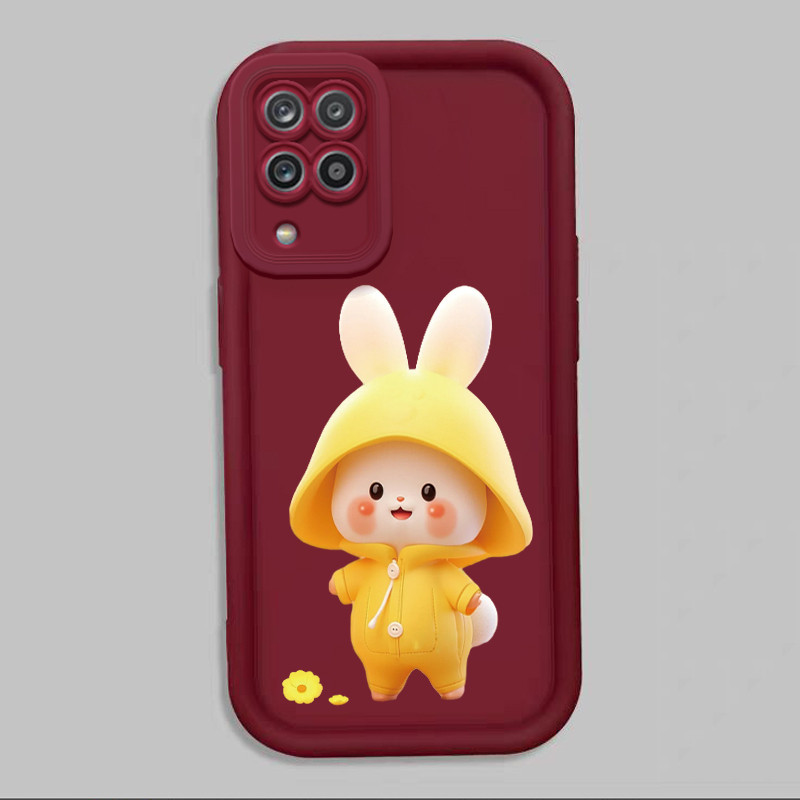 Casing Hp untuk Samsung Galaxy A12 4G A12 5G M12 F12 Case Kelinci 3D jas hujan Kasing silikon Cesing