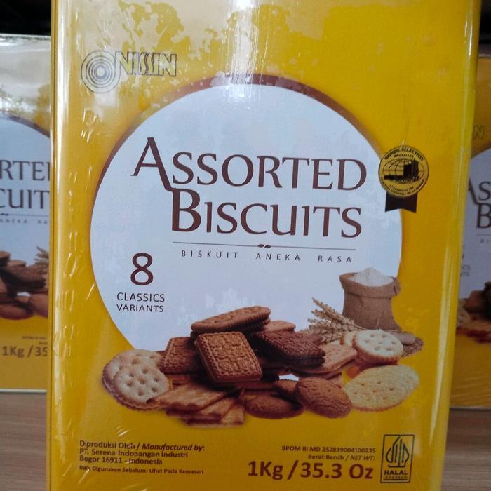 NISSIN Assorted Kotak besar kuning 1kg biskuit kalengan