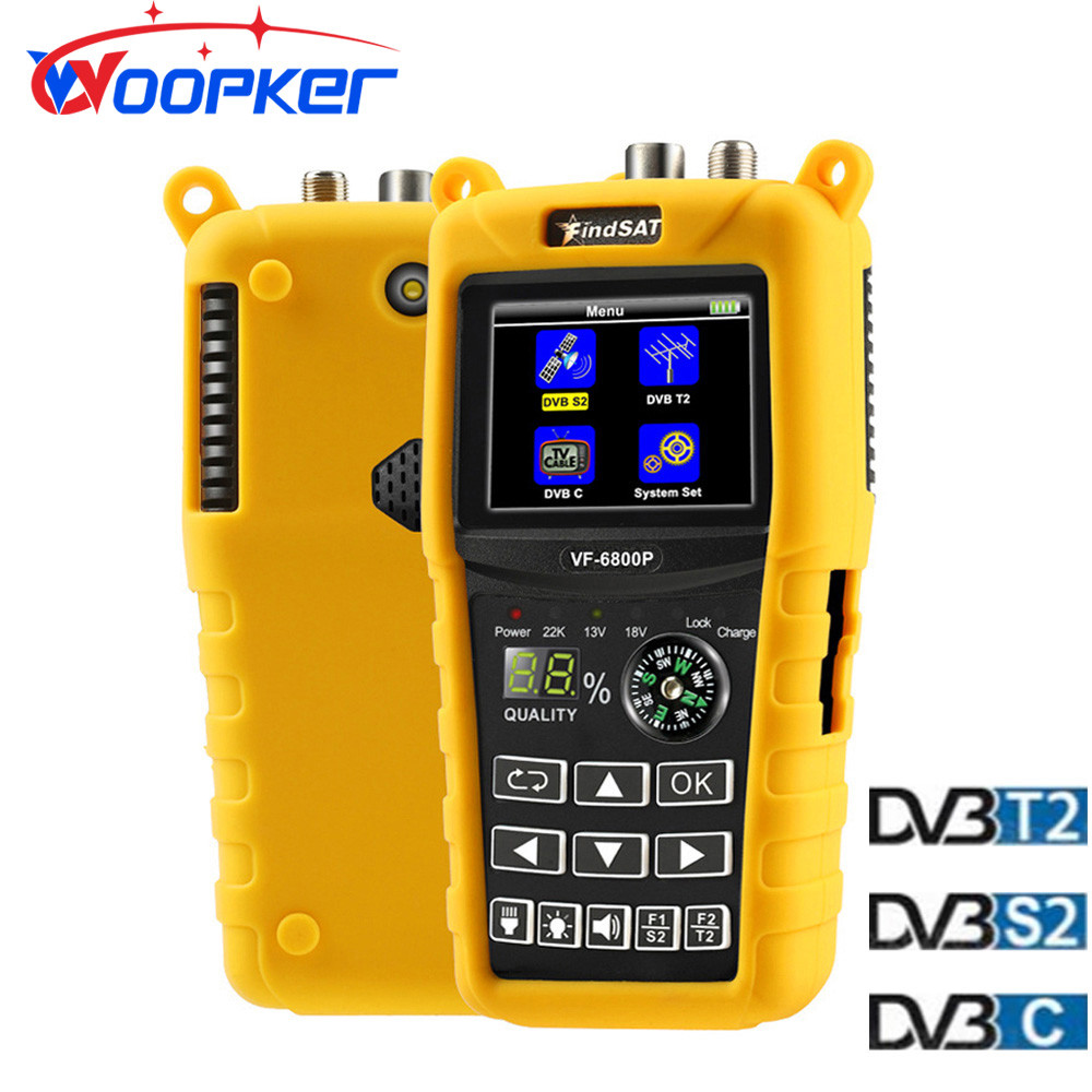 Woopker VF 6800P Satellite Finder DVB-T2 DVB-S2 DVB-C MPEG4 Digital Sat Finder Meter 2.4 Inch LCD HD
