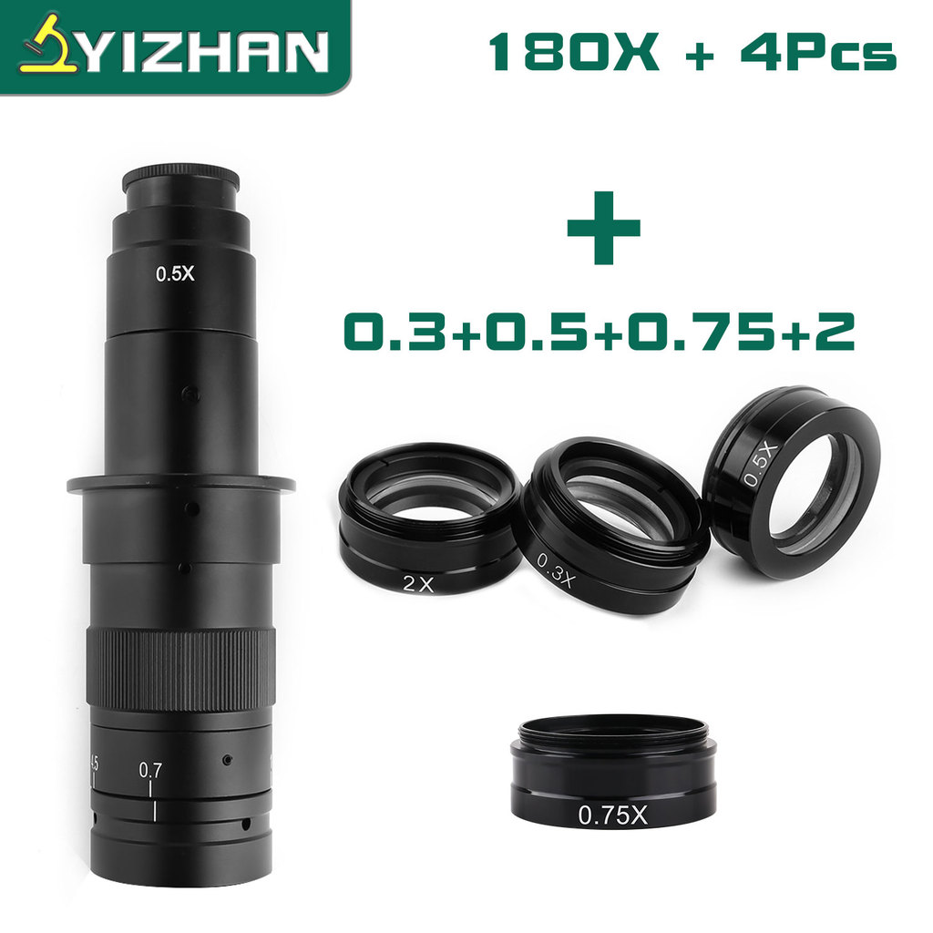YIZHAN Adjustable Zoom C-Mount Lens Magnification 130X 180X 360X Lab