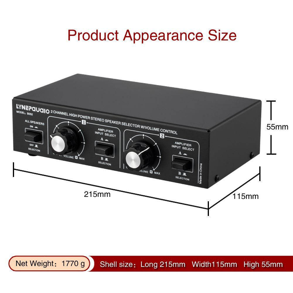 . B052 2 Input 2 Output Amplifier Speaker Switcher Output With Volume -
