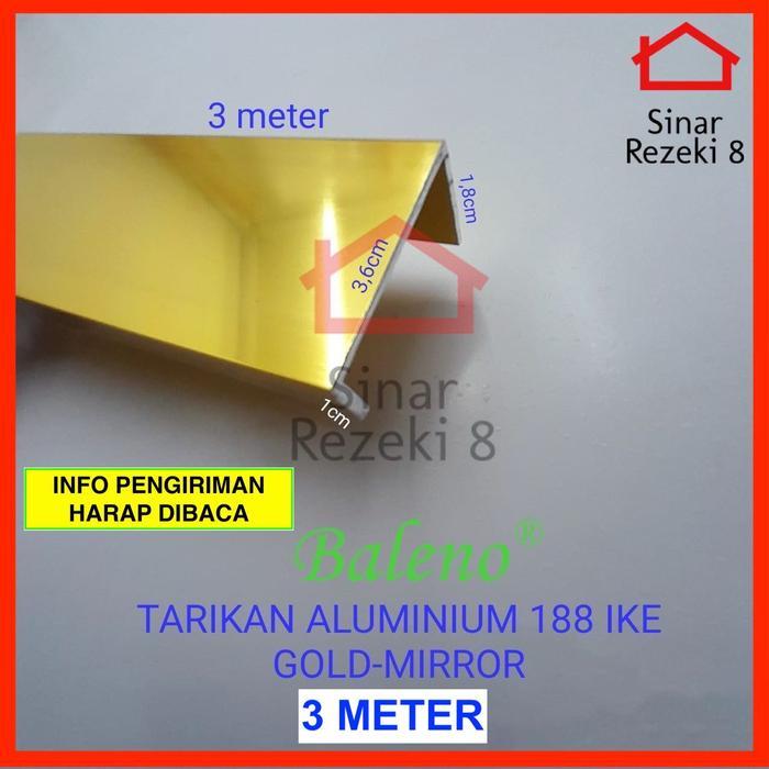 Tarikan GOLD MIRROR 188 Handle Aluminium Panjang Profil Lis Frame List