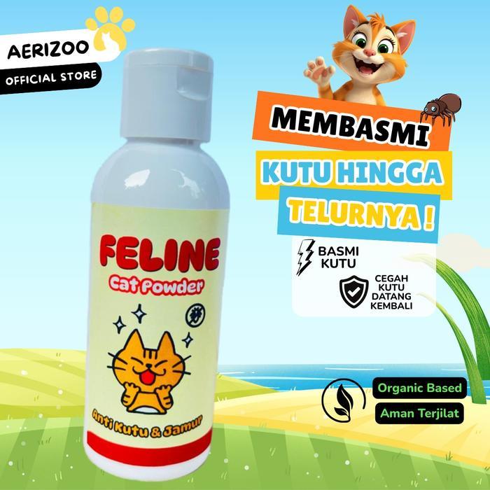 Feline Bedak Anti Kutu Jamur Anti Gatal Untuk Kucing Anjing Membasmi Kutu Hewan Aerizoo obat kutu