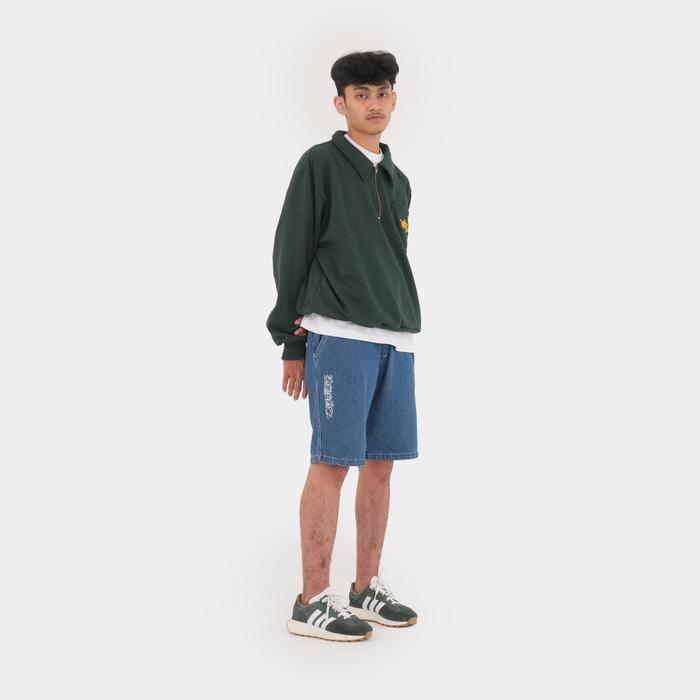 Promo Crsl Chilo Polonian Sweatshirt Green Sweater Fleece Hoodie Unisex Pria Wanita Halfzip Crewneck