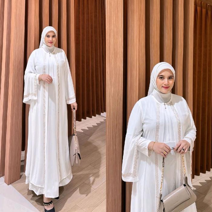 Gamis Abaya Turkey Bordir Qinanty Putih