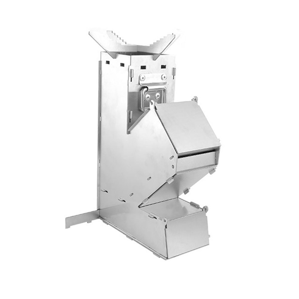 BBQ Rocket Stove Stainless Steel Cooking Stove Portable Collapsible Camping Stove Outdoor Wood