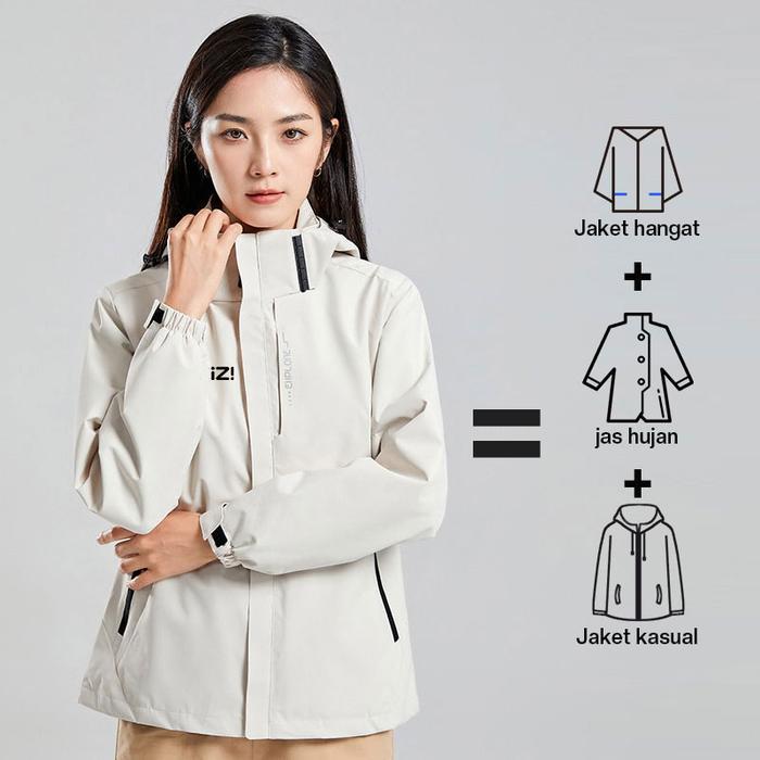 Wizi Jaket Olahraga Wanita Jaket Ritsleting Anti Air Anti Angin Jaket Pakaian Jk66