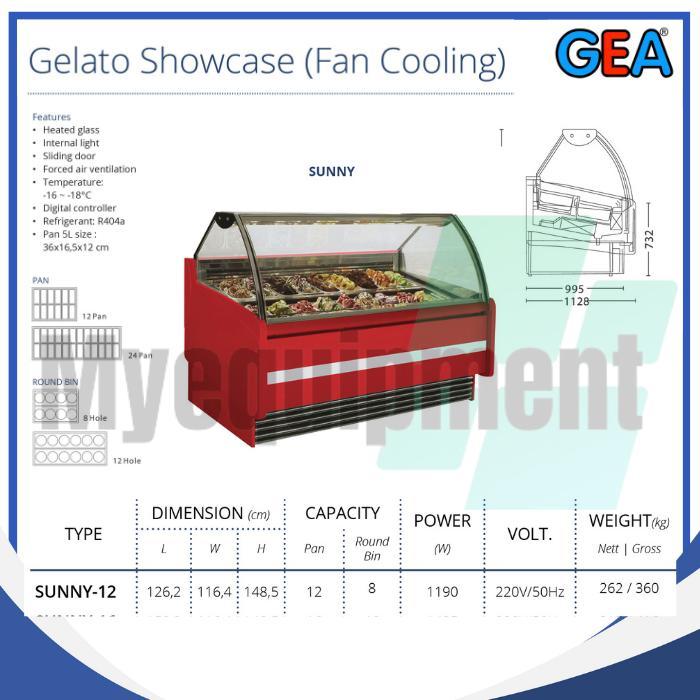GELATO SHOWCASE FAN COOLING DISPLAY GELATO ES KRIM  GEA SUNNY-12