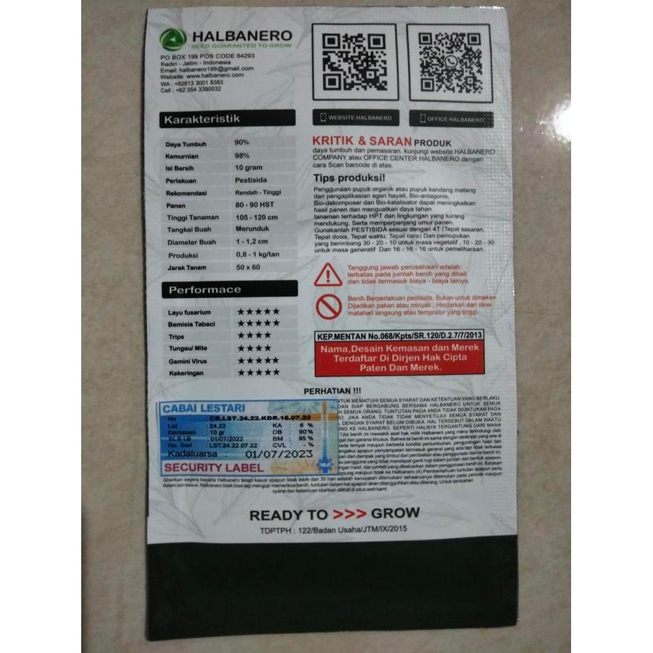 Terangbenderangshop Benih Cabe Merah Keriting Nero Tavi 15 Gram (3000 Biji) - Bibit Cabai Nero Tavi