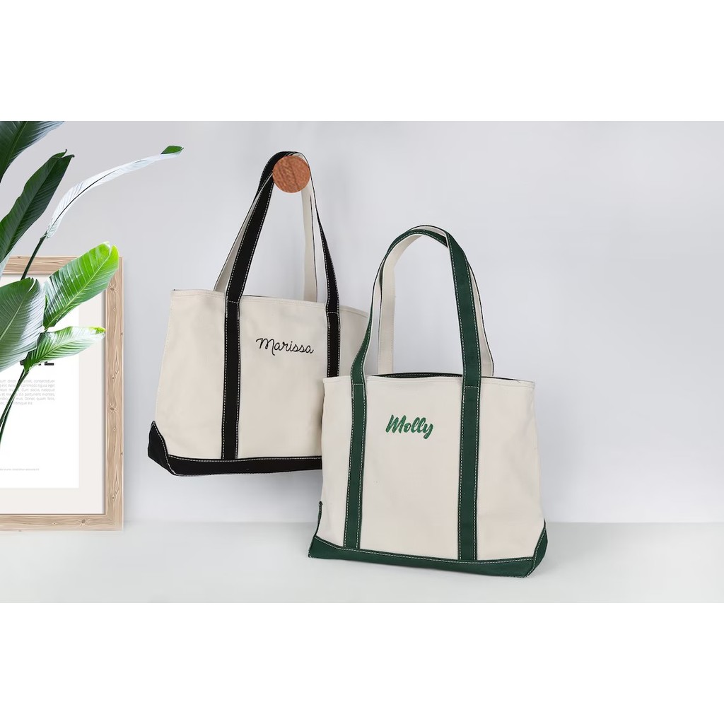 Embroidered Tote Bag, Custom Canvas Tote Bag, Boat Tote, Beach Bag, Personalized Bridesmaid