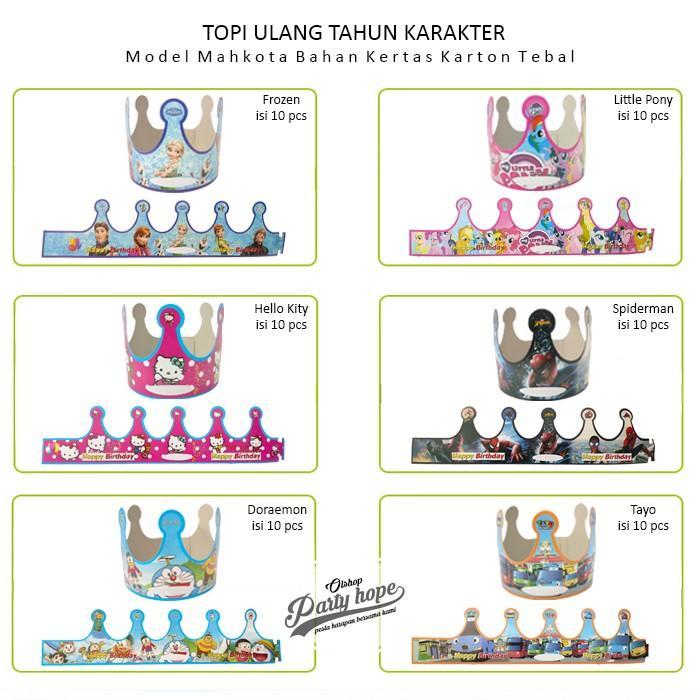 topi ulang tahun mahkota baby shark / topi HBD mahkota / topi ultah