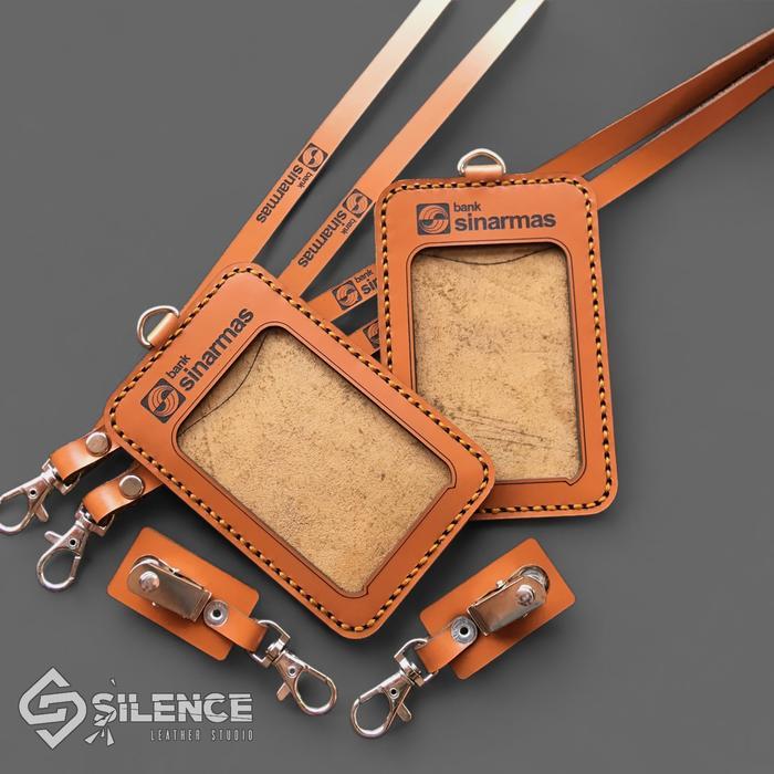 Id Card Holder Kulit, Holder Id Card Kulit, Tempat Id Card Kulit, Tali Lanyard Id Card Kulit 2 Layer