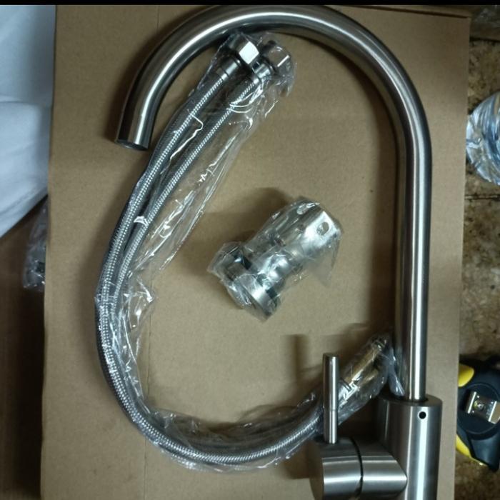 kran sink stainless sus 304 panas dingin. kran angsa panas dingin