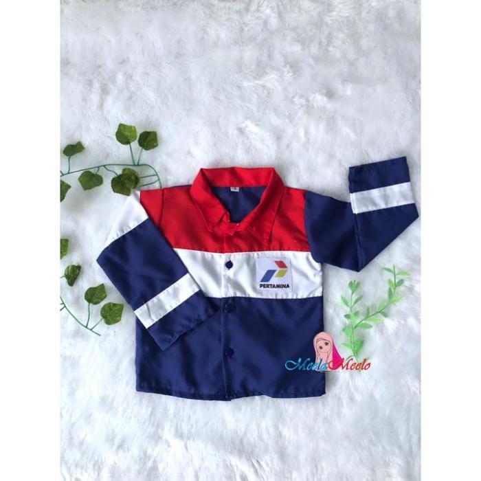 Kostum Baju Pertamina Anak Laki Laki Perempuan Property Grosir foto Bayi Usia Newborn-10 Tahun