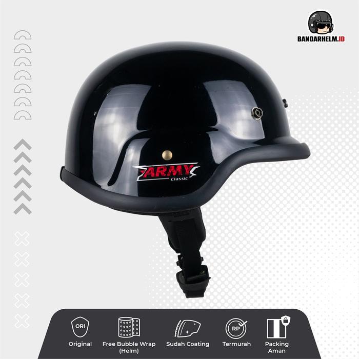 Premium Helm Chip Hbc Army Black Glossy Sudah Sni Original