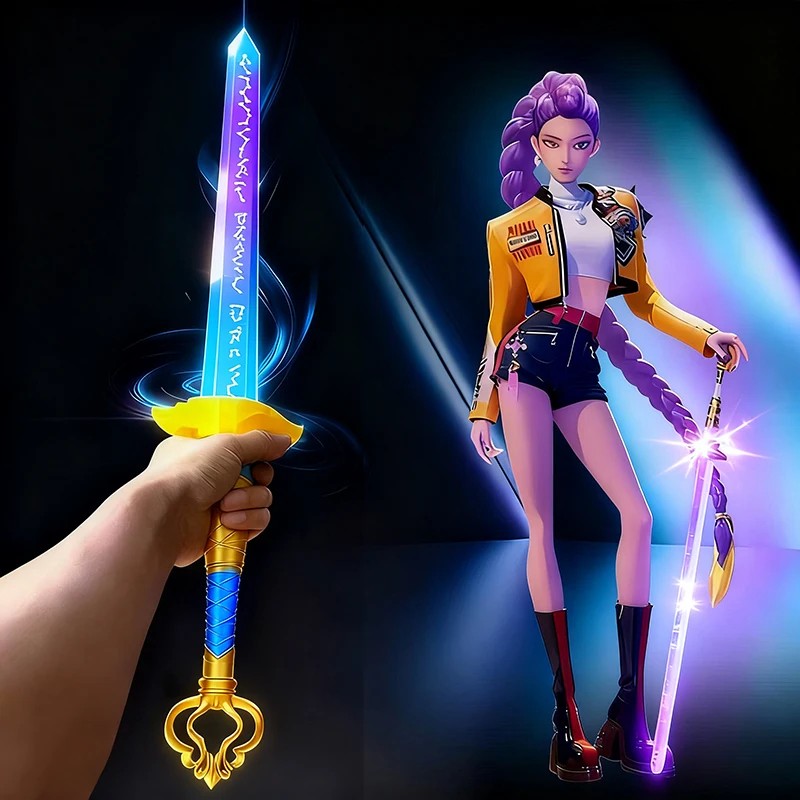 Kpop Rumi Telescopic Sword With Symbol Rune Hunters Sword Cosplay Prop Special Props For
