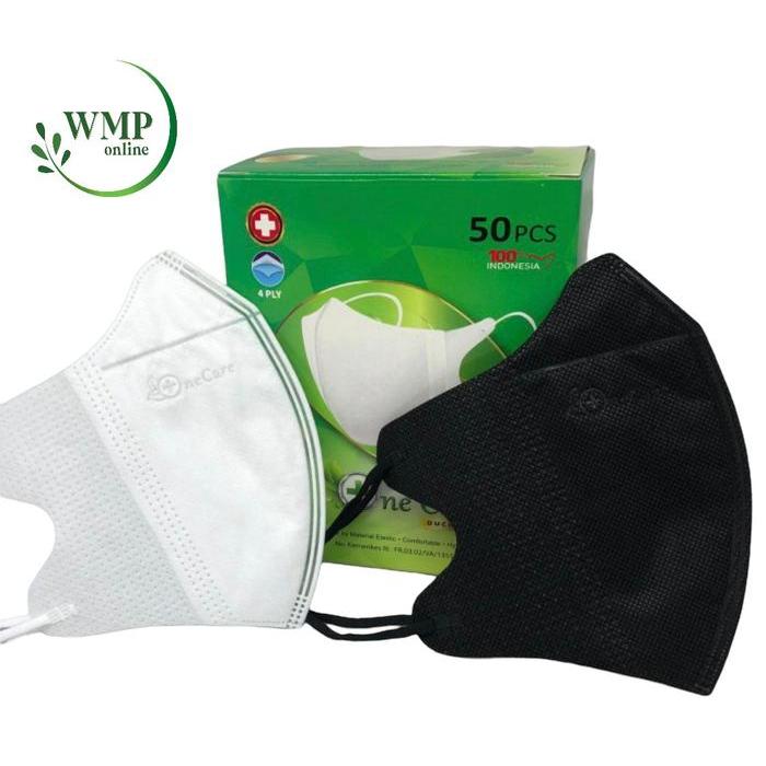 "New" Masker Duckbill NeCare 4ply Masker Dewasa NeCare Earloop Premium 50pcs Hitam Putih