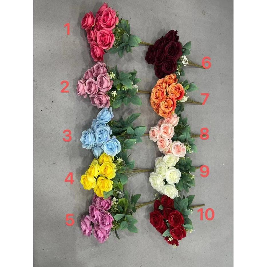 TERBARU SFS - MB MAWAR X9 BUNGA PALSU MAWAR HOLLAND PREMIUM ARTIFICIAL FLOWER BUNGA HIAS BUKET BUNGA