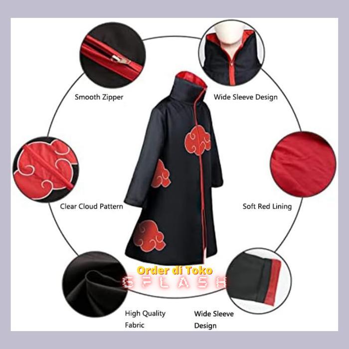 Cosplay Anime Pria Jubah Akatsuki Itachi Naruto Baju Kostum Import