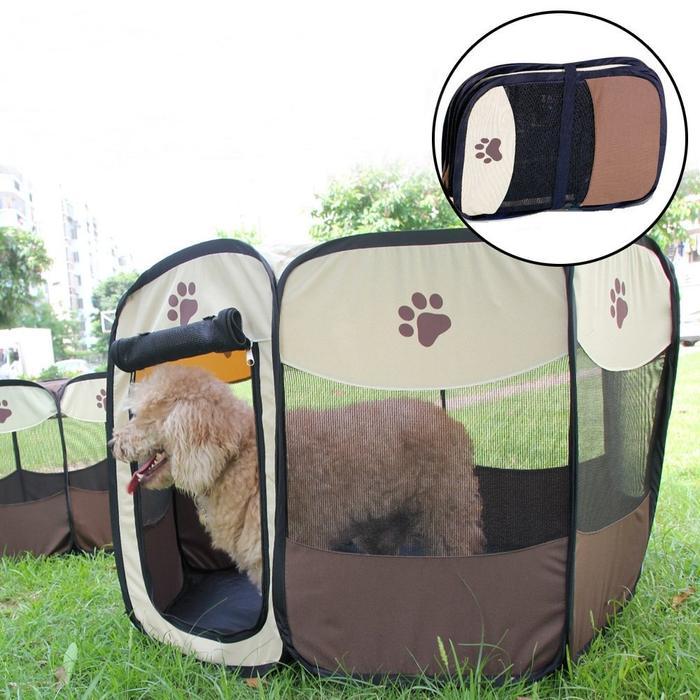 Kandang Lipat kucing anjing Portable pagar Tenda lipat hewan Portable