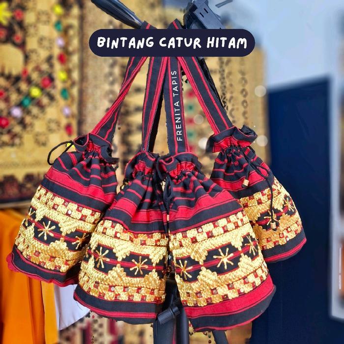 [BISA COD] Tas Serut Tapis Lampung Asli Sulam Tangan Kerajinan Lampung