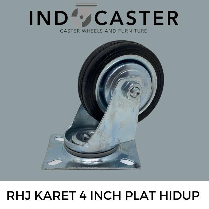 Terlaris - Roda Karet RHJ-TW Diameter 4 Inch Plat Hidup