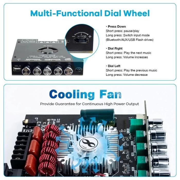 Robot - Zk-Tb21/Zk-Ht21/Zk-Mt21 Tpa3116D2 Bluetooth 5.0 Amplifier Board 50Wx2+100W Bluetooth