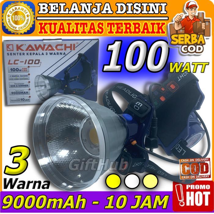 Kawachi Senter Kepala 100watt LC-100 COB LED 100W 3 Warna Kuning Putih