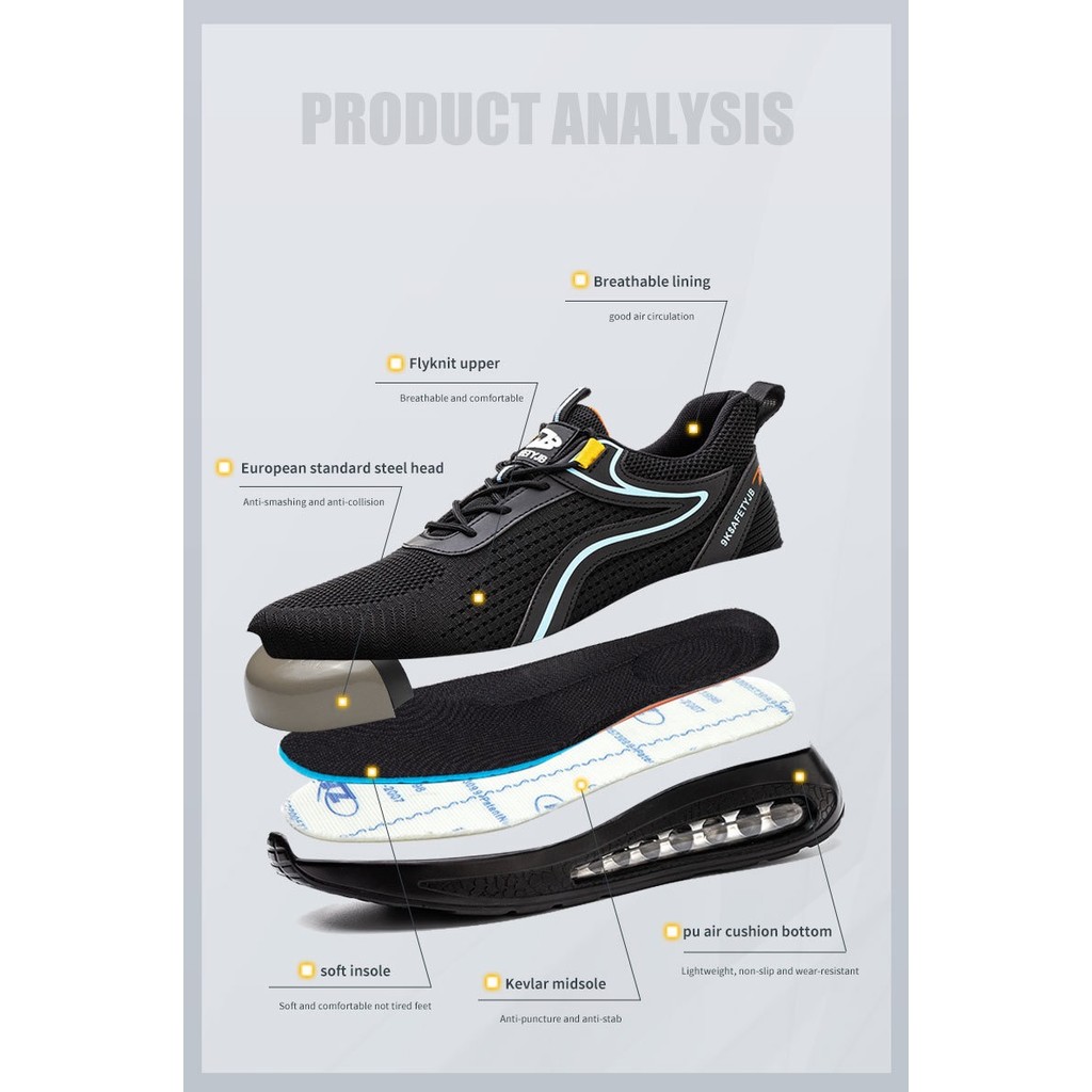 . Men'S Sneakers Indestructible Protective Shoes Men'S Safety Shoes -