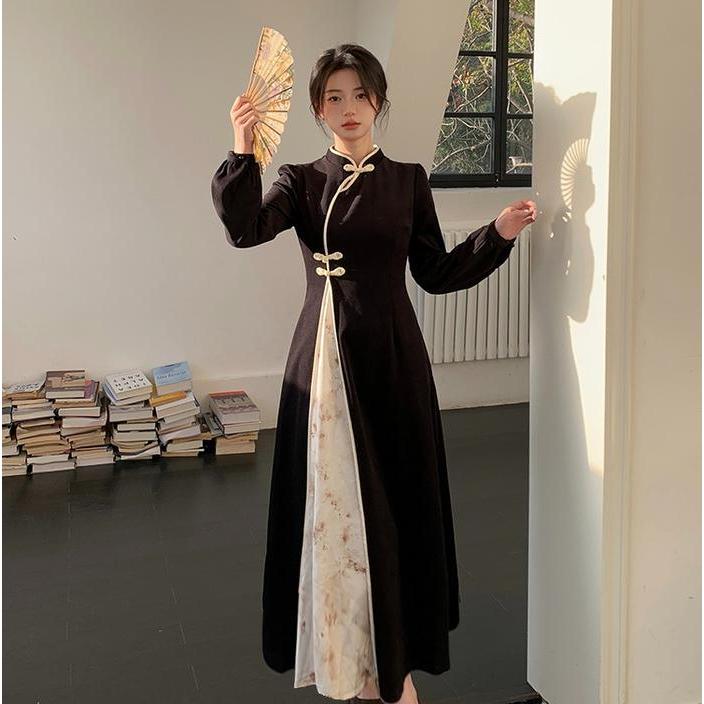 Promo Dress Qipao Gaya Oriental Korea Vintage Retro Klasik Dress Panjang Cheongsam Original