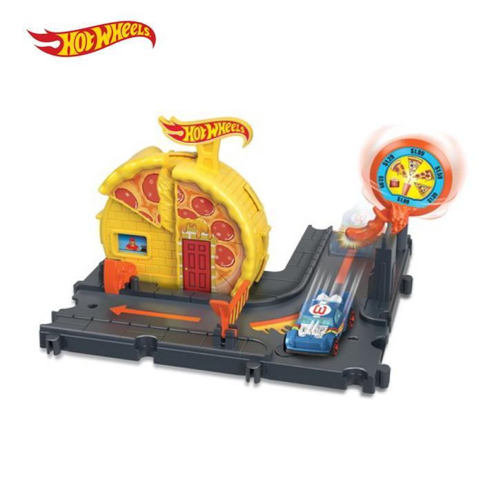 Hot Wheels City Speedy Pizza Pick-Up - Mainan Trek Mobil Balap