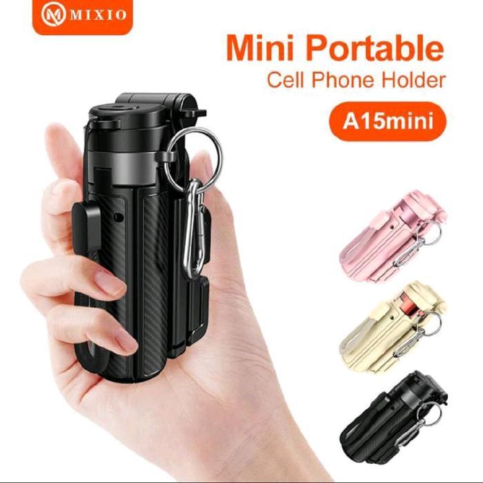 MIXIO A15 MINI PREMIUM POCKET GRIP TRIPOD MINI SELFIE STICK REMOTE CONTROL TRIPOD 3 IN 1 TONGSIS