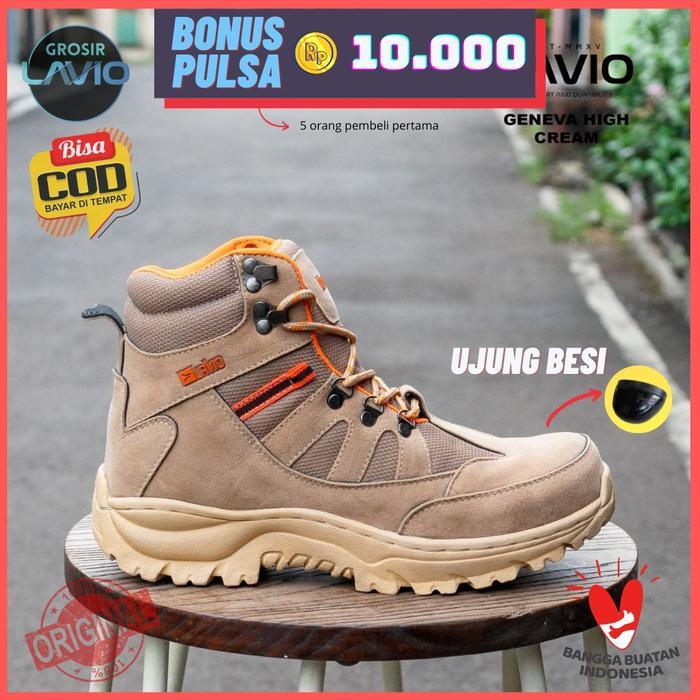 Sepatu Safety Pria Big Size 44-46 Ujung Besi Lavio Geneva High Kerja Lapangan Septi Proyek karet