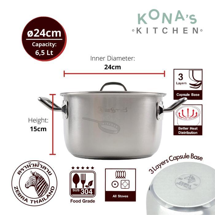 Zebra Sauce Pot 24 Cm Estio Pros (162234) / Panci Masak Stainless