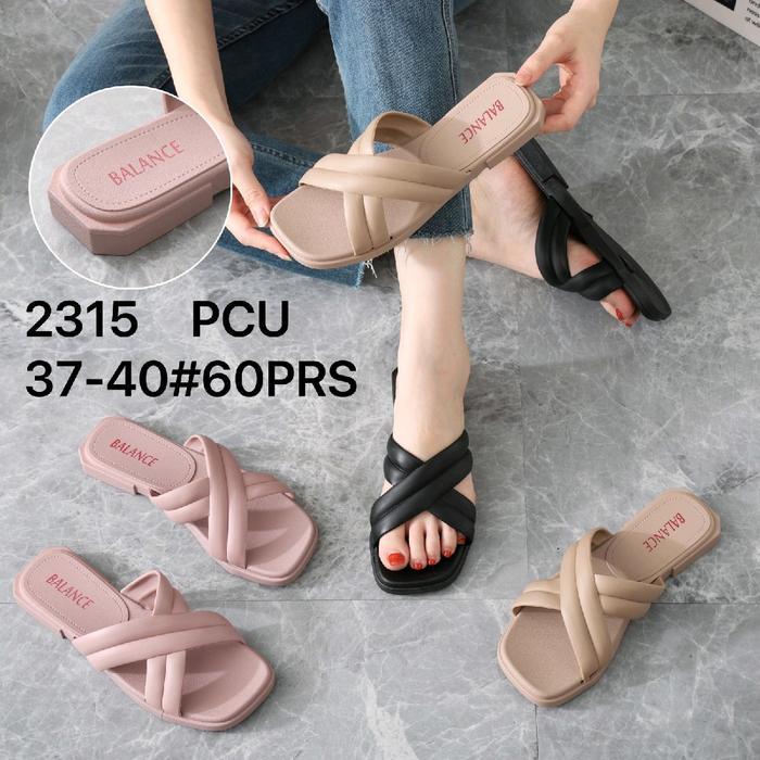 Sandal Import wanita Karet Import Teplek Silang Double BALANCE 2301