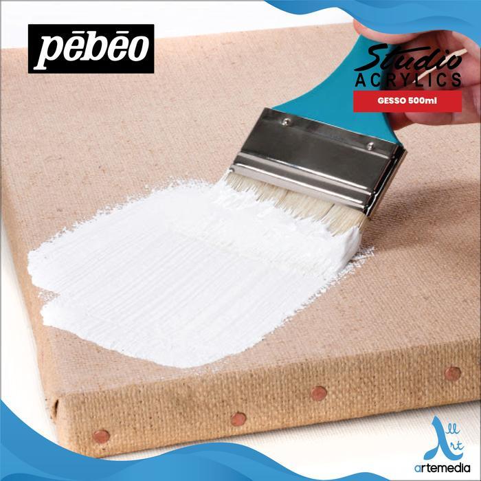 Pebeo Studio Acrylic Gesso Medium 500 ml White Gesso, Black Gesso, Grey Gesso Lapisan Dasar Lukisan