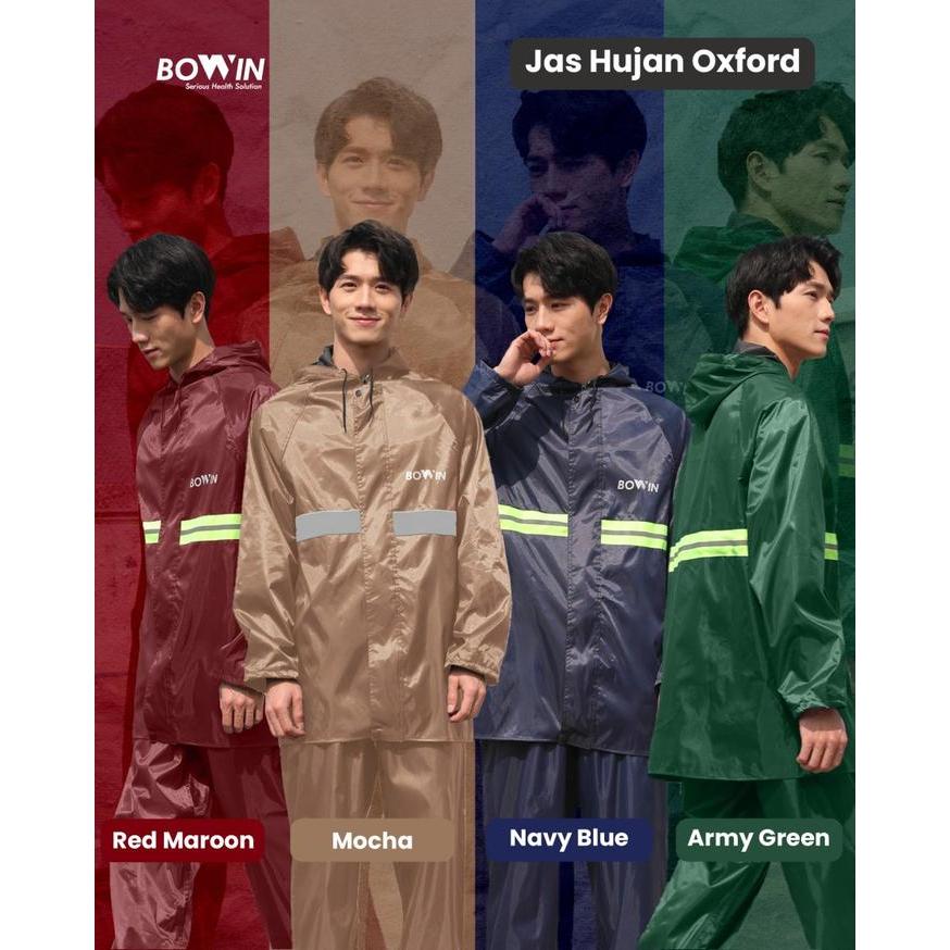 Bowin Jas Hujan OXFORD + Face Shiled + Masker, anti Angin & bhn tebal